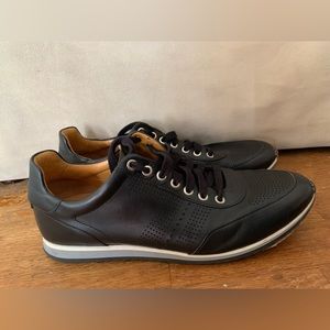 Magnanni Men's 9.5 M Black Leather Casual Sneakers Shoes